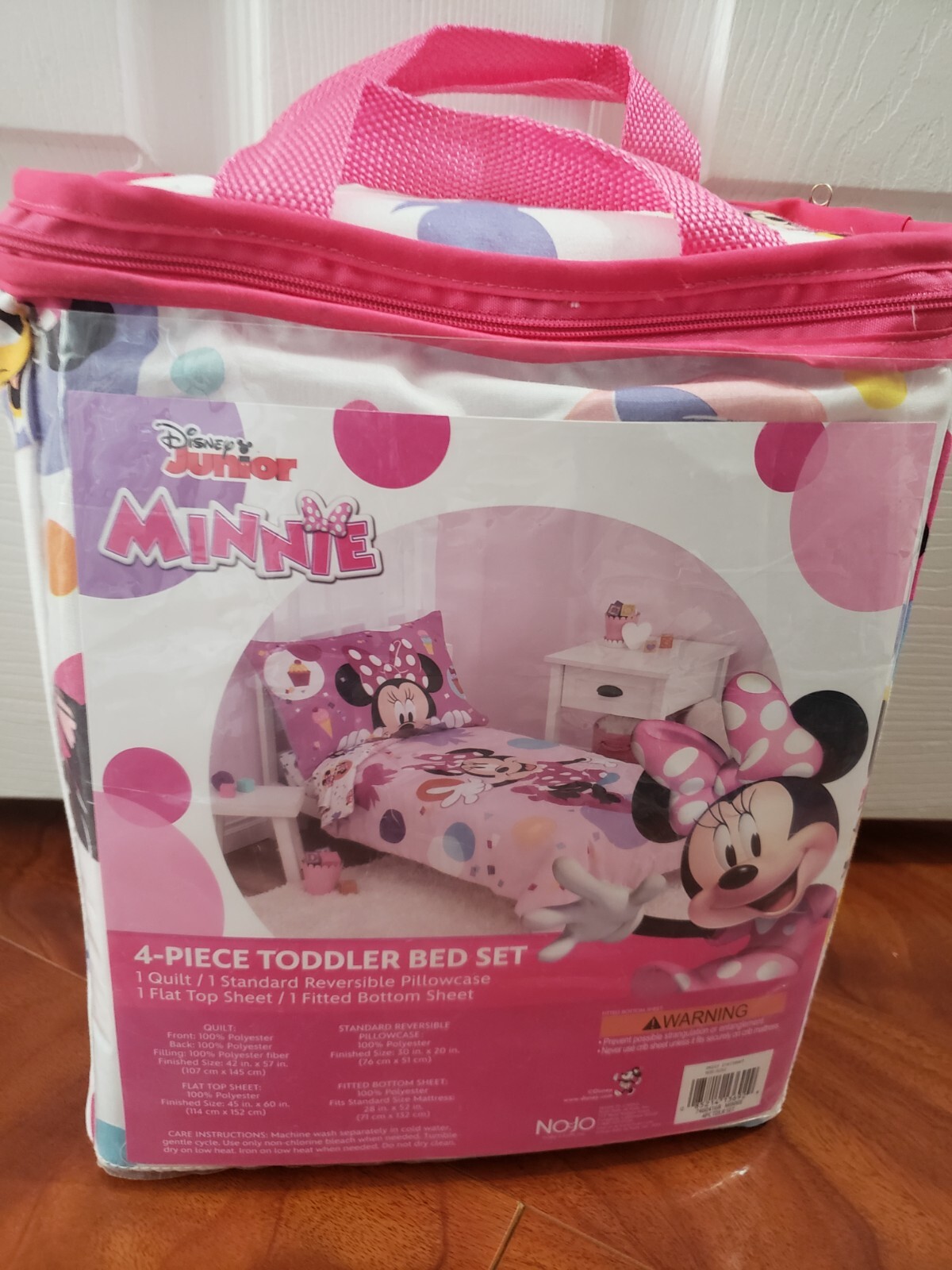 Disney Minnie Mouse 4Piece Toddler Bed Set Sheet, Quilt, Pillow Case