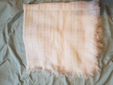 Vintage white stripe pastel pink blue yellow waffle acrylic baby crib blanket