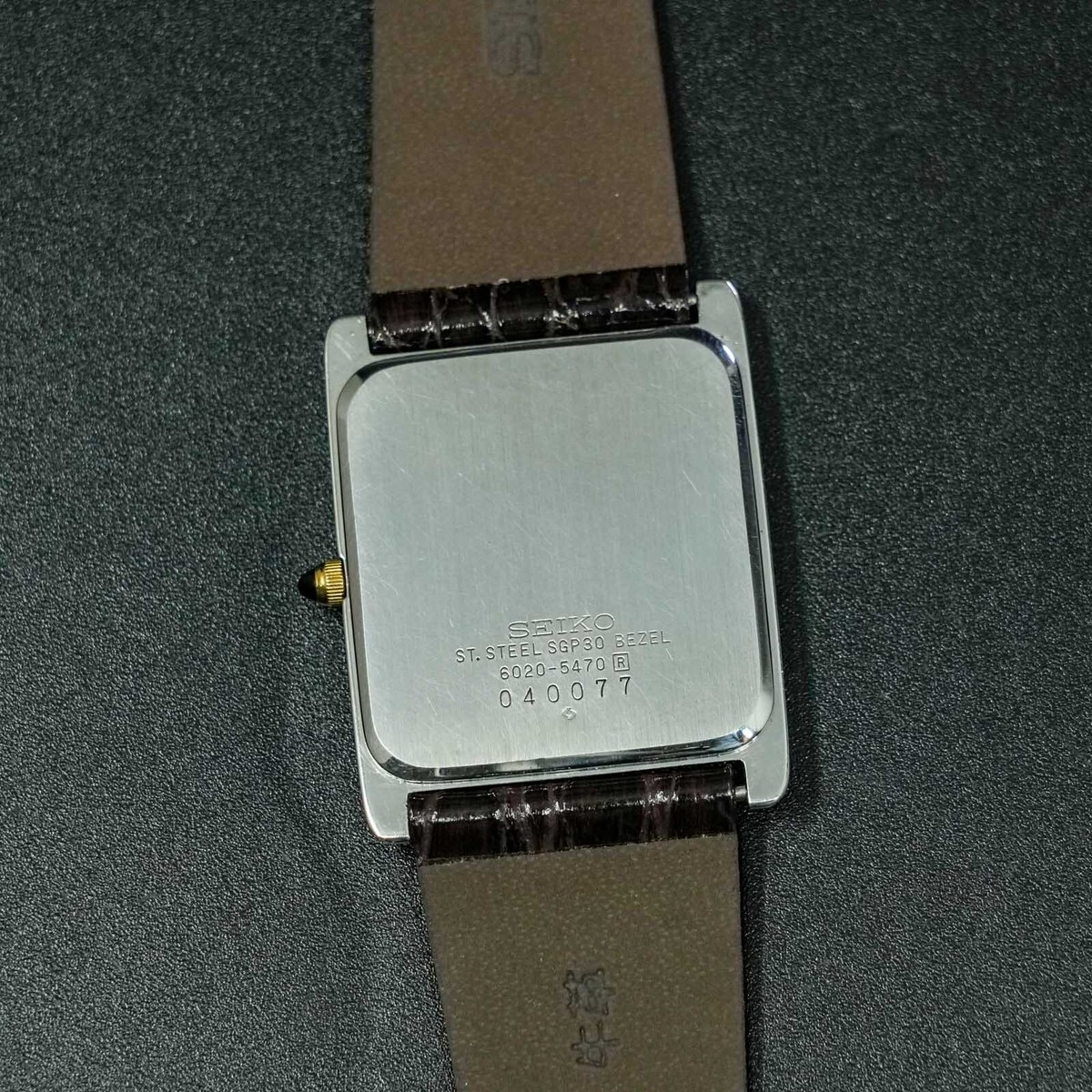 Vintage1980 [MINT] SEIKO Chariot 6020-5470 Black Dial Square Thin