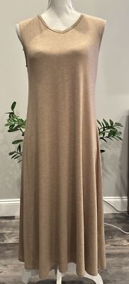 Eileen Fisher Stretch Jersey Knit V-Neck Tank Dress S2MIW-D5072M Chestnut  SzXS | eBay