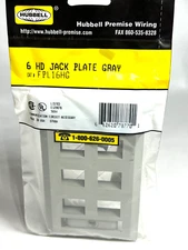 Lot of 80x Hubbell FPL16HG 6-Port HD JACK Premise Wiring Plate GRAY (like LFP16)