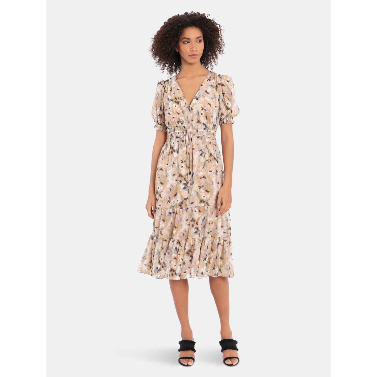 Maggy London Midi Dress Size 10 Puff Sleeve Elastic Waist Ruffle Hem Romantic | eBay Maggy London Midi Dress Size 10 Puff Sleeve Elastic Waist Ruffle Hem Romantic | eBay