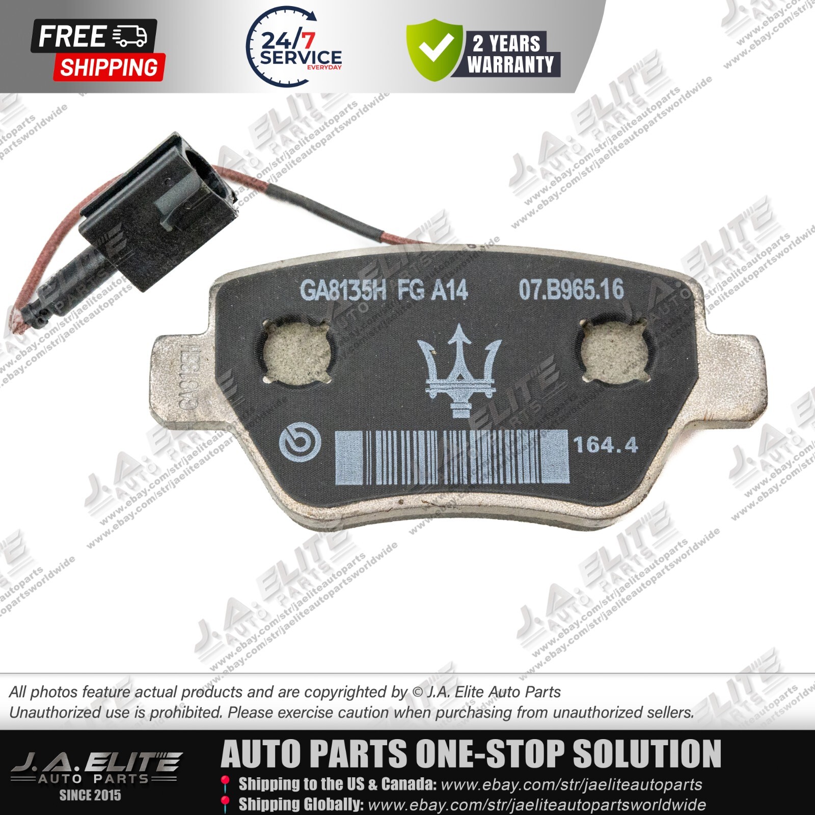 Genuine Rear Brake Pads Set for Maserati Ghibli Quattroporte (2 Piston Calipers)