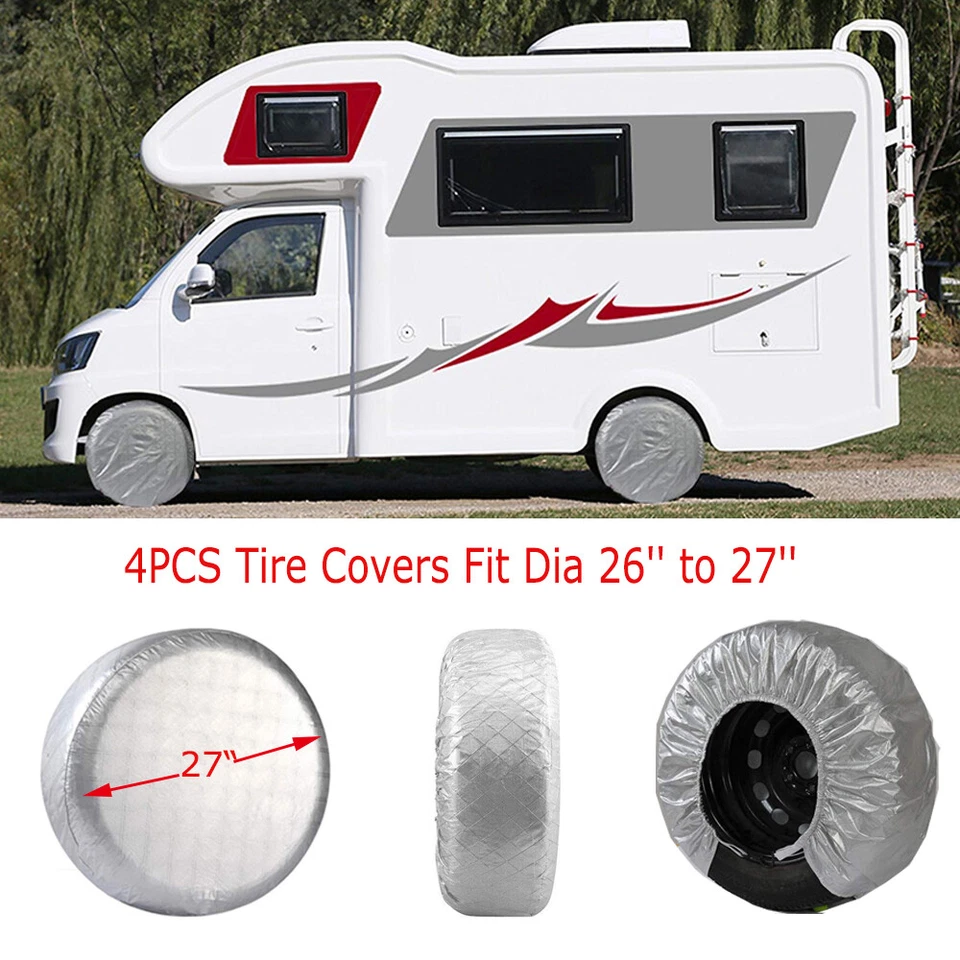 26" to 27" Dia 4PCS Wheel Tire Covers For RV Trailer Camper Truck SUV Motorhome - Image 2 of 4