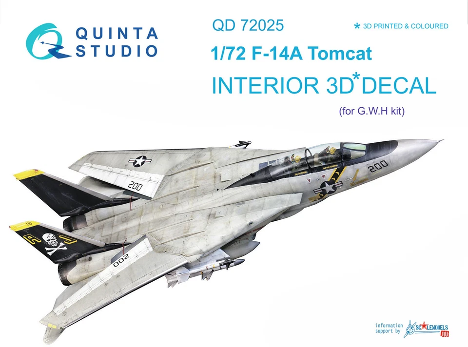 FÜNFTES STUDIO Quinta Studio 1/72 F-14A 3D-gedruckter & farbiger Innenraum (für GWH-Kit)