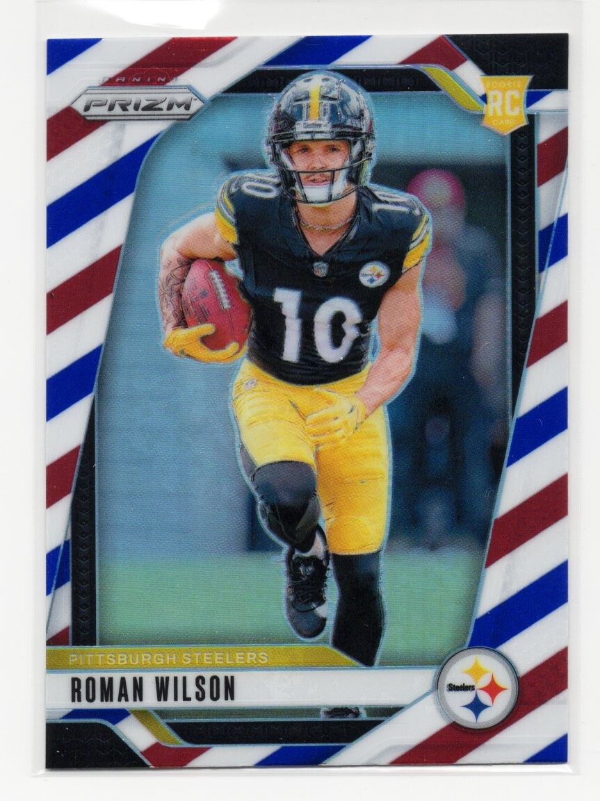 Roman Wilson 2024 Panini Prizm #384 Red White Blue Prizm RC STEELERS