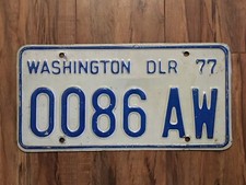 Washington DEALER License Plate - 1977 - 0086 AW