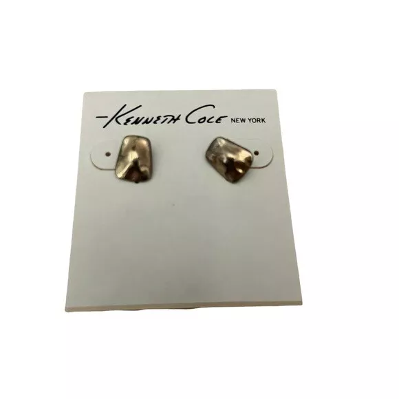 Kenneth Cole Gold Pressed Metal Rectangle Stud Earrings