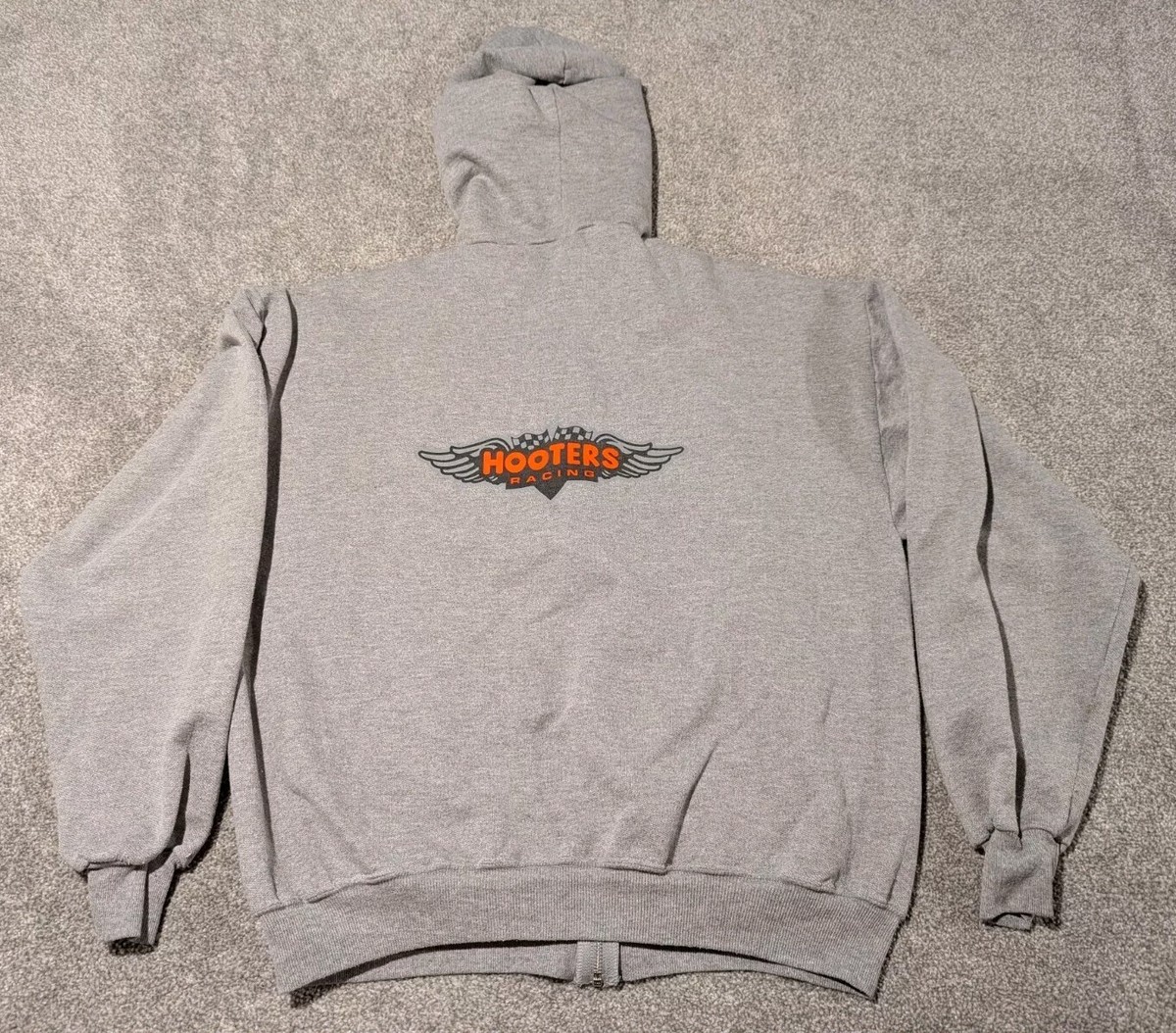 Vintage Hooters Hoodie Mens XL Gray Racing Sweatshirt 80s Sweater  Restaurant | eBay