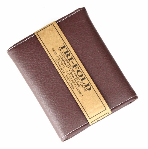 New Mens Trifold Grain Leather Wallet Billfold Credit Card Window ID Holder Case - Picture 4 of 11