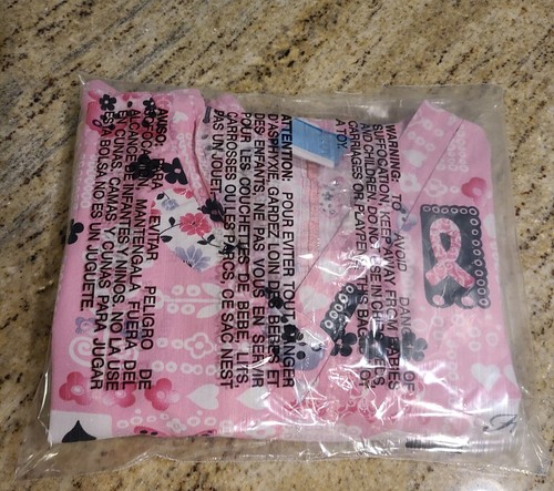 SCRUB HQ Sz M Scrub Top Pink Breast Cancer Medical. Hope Love Care Butterfly - Picture 11 of 11