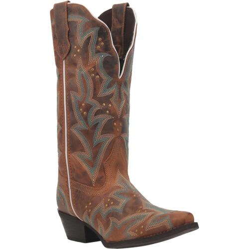 Laredo Ladies Adrian Snip Toe Honey Studded Western Boots 52412 - Afbeelding 1 van 5
