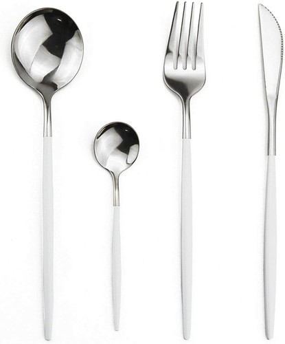 24-Piece Flatware Set Stainless Steel Knife Fork Spoon Teaspoon Silverware Set - Bild 2 von 25