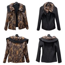 Lindi By Aria Reversable Blazer Black Leopard Animal Print Puffer Quilt Sz S
