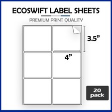 120 4 x 3 1/3 EcoSwift Laser/Ink Address Shipping Adhesive Labels 6 per sheet