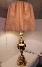 Large Vintage Stiffel Brass Table Lamp 33" H 12+ pounds 3-way With Stiffel Shade