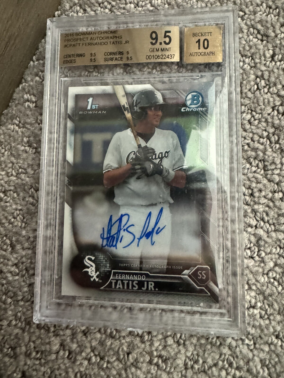 2016 1st Bowman Chrome Fernando Tatis Jr. Auto BGS 9.5 True Gem Mint 10 Padres