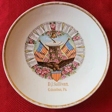 RARE PATRIOTIC FLAGS 1912 *COLUMBUS, Pa.* Souvenir CALENDAR PLATE D. J. Sullivan