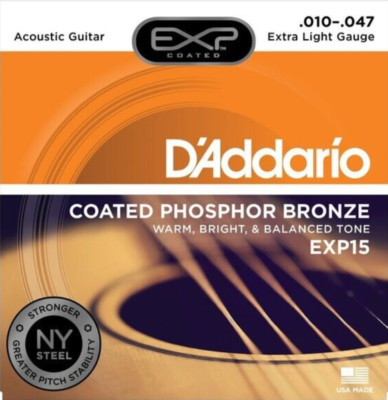 D'Addario EXP15 Akustikgitarrensaiten Phosphorbronze 1047 + 2 Plektrumhalter
