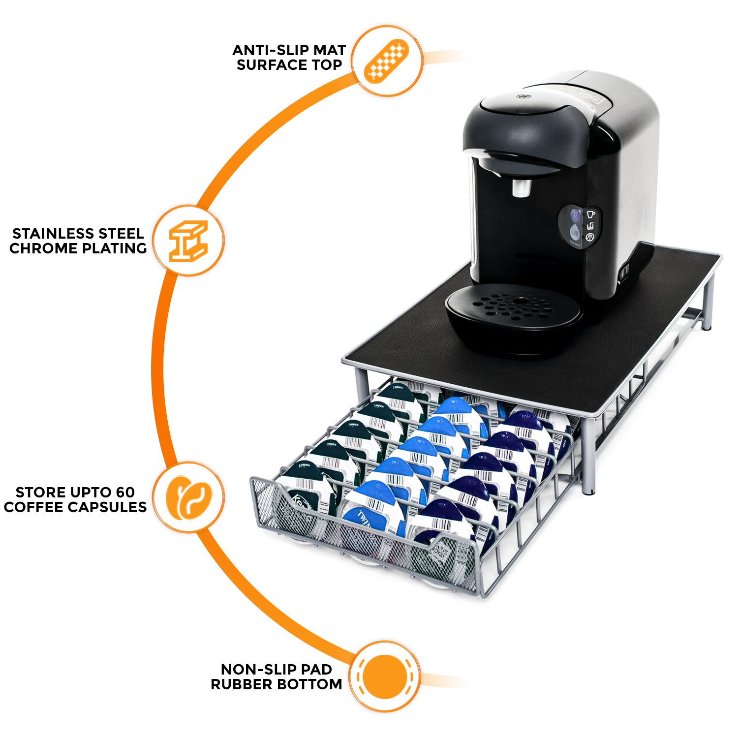 TASSIMO NESPRESSO COFFEE POD HOLDER GUSTO DOLCE CAPSULE STAND CHROME eBay