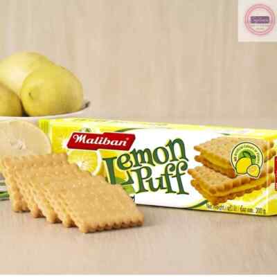 Munchee Lemon Puff Tea Biscuits 200g - Delicious Citrus Flavor Snack!