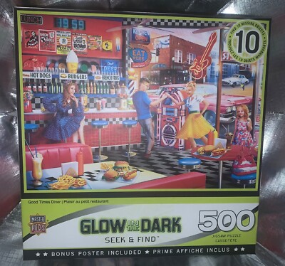   Good Times Diner - Glow in the Dark 500 piece Jigsaw Puzzle Seek & Find *