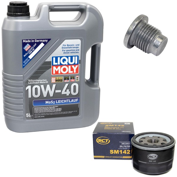 MotoröL Set 10W-40 5 Liter + ÖLfilter SM 142 + Schraube FüR Dacia Renault Clio-image