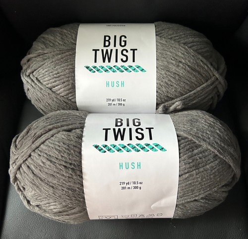 Big Twist "Hush" Charcoal Grey 219yds Bulky Polyester Yarn Lot of 2!