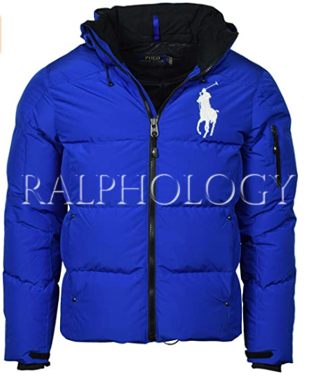 Polo Ralph Lauren Mens Royal Blue Big Pony Hooded Down Puffer Jacket Coat NWT