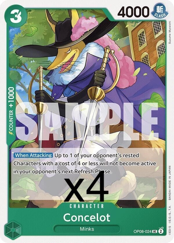 4X One Piece Card Game Concelot OP08-024 Uncommon NM