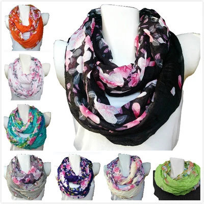 Damen Blumen Schmetteling Rundschal Schlauchschal Loop Schal Tuch viele Farben