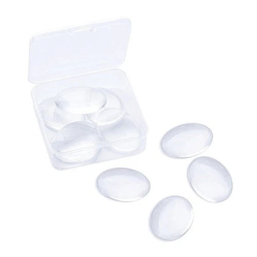 Beadthoven 20pcs Oval Clear Glass Dome Tiles - 30x40mm Cabochons for Blank Be... - product listing photo