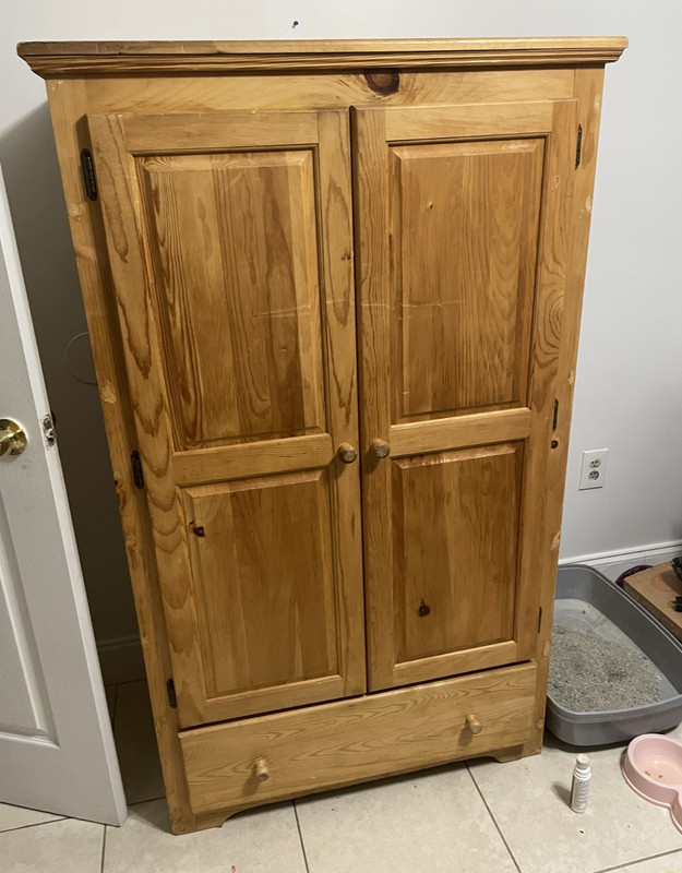 Wood Freestanding Wardrobe Armoire, Brown, 2 Doors, 3 Shelves, Drawer