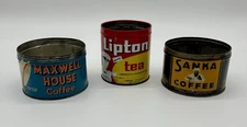 Vintage Maxwell Coffee Lipton Tea Sanka Tin Canister Containers 1960's