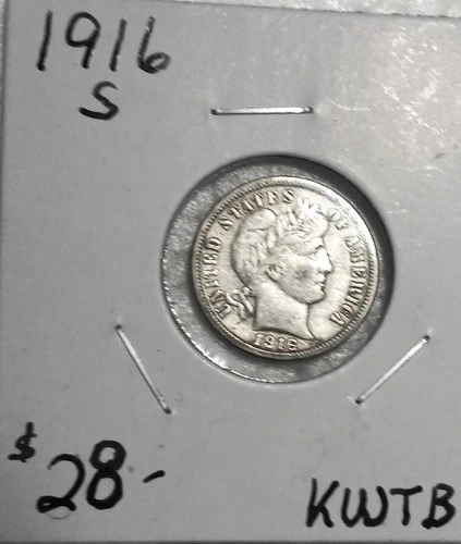 1916 S Barber Silver Dime, High Grade, Great Gift,