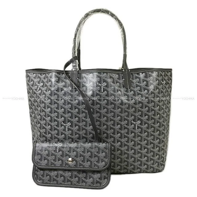 GOYARD SAINT LOUI PM Borsa tote grigia in tela rivestita in PVC pelle di vitello argento HW [BRA...