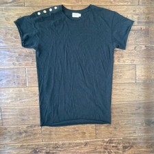 Top corto Nation LTD Anthropologie Terrin grande negro dobladillo enrollado 100 % algodón