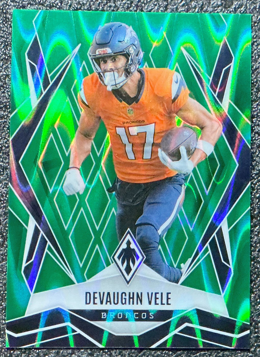 Devaughn Vele 2025 Panini Phoenix #14 Green Seismic 17/25 - Number Match