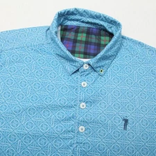 William Murray Polo Shirt Mens Large Blue Allover Print Golf Performance Stretch