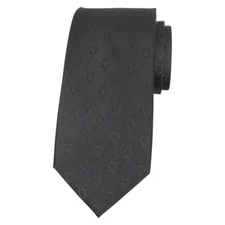 MIRACLE EXPRESSIONS Mens Black Silk Tie Necktie GEO Solid 3.25 Classic Designer