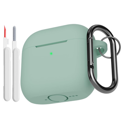 Silikon Hülle für AirPods 4 2024 Schutzhülle Case stoßfest mit Karabiner Grau