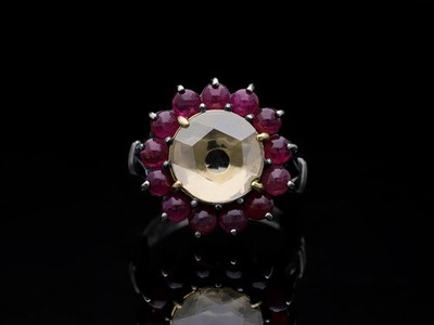 Diamant Rubine Ring 3,91 ct 585 Gold 925 Silber GIL Deta Schmuck Top Preis