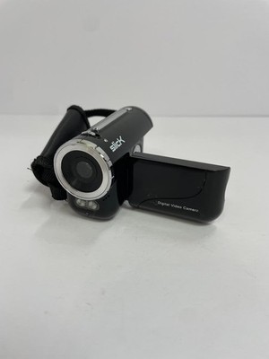 Slick Digital Video Camera Black Compact Camcorder Flip Screen Y2K - Tested