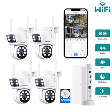 CAMCAMP Wireless Security Camera System Dual Lens Linkage 2.4G/5G WiFi PTZ Cams