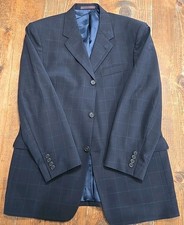 Ted Baker Endurance Blazer Mens 42 Navy Wool Check Made USA Classic Suit Jacket