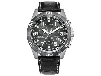 New Citizen Eco-Drive Brycen Super Titanium Men's Chronograph Watch BL5558-15H