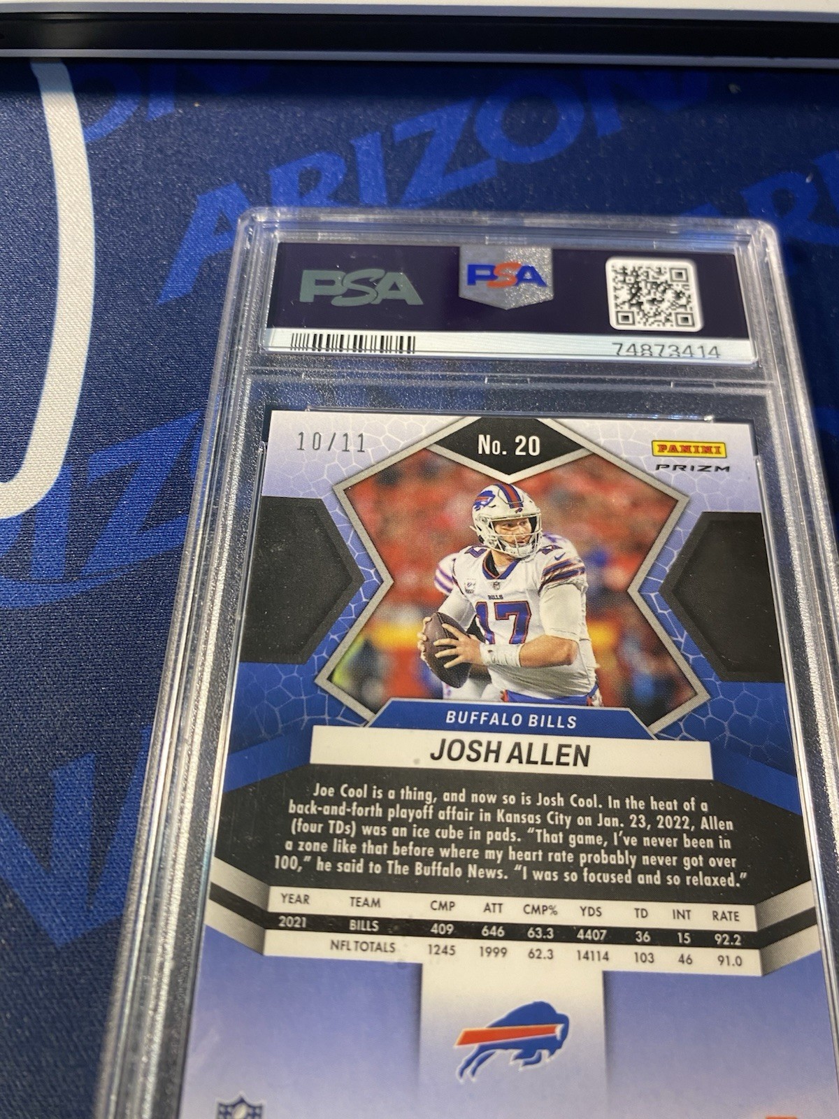 2022 Panini Mosaic Josh Allen #20 Green Swirl Mosaic Prizm /11 PSA 10 74873414 view 8