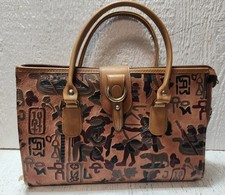Vtg Genuine Leather Egypt Egyptian Hieroglyphics Hand Tooled Handbag Ultra Rare