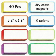 40 Pieces Magnetic Dry Erase Labels Name Plate Tags Flexible Magnetic Label S...