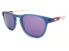 Image of Superdry SDS Roku Round Sunglasses Blue Burgundy Clear with Brown Lenses 106